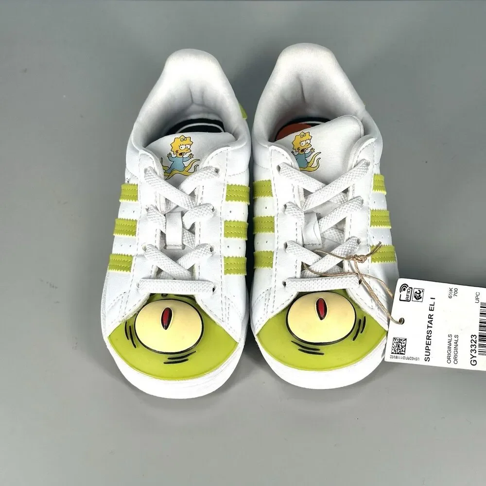ADIDAS Shoes SIMPSONS X SUPERSTAR KANG AND KODOS  WHITE GY3322 Toddler SIZE 7K - Picture 3 of 11